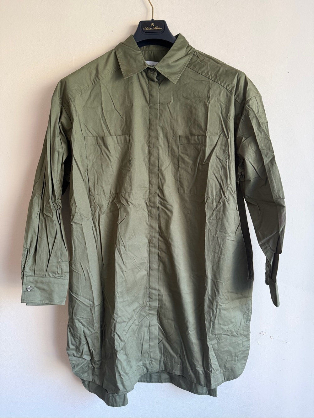 Calvin Klein Shirt Dress L Olive Green Oversized Button Down Tunic NWT